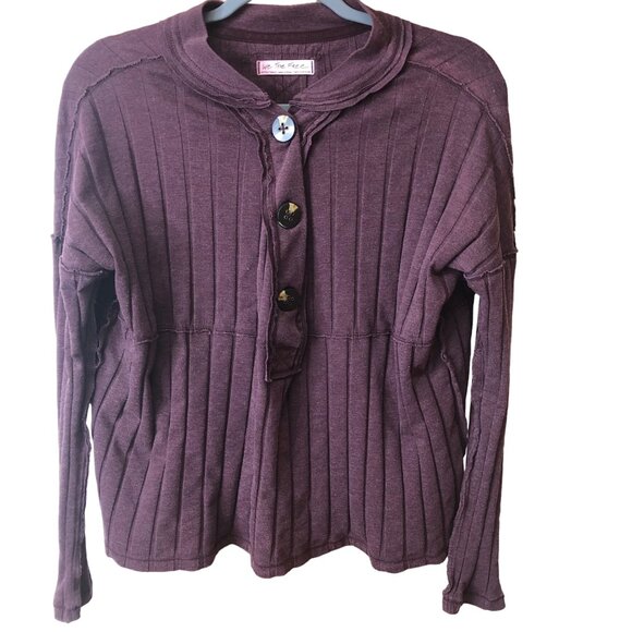 We The Free Ribbed Knit Cardigan Sweater Size XS Relaxed Fit Raw Edge Fall Cozy - Picture 1 of 15